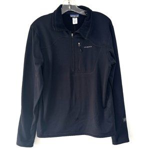 Patagonia Mens R1 Black Fleece Pullover Quarter Zip Polartec Power Grid Sz Med